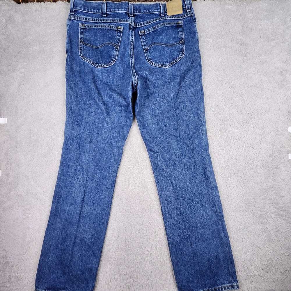 VTG Lee Jeans Mens 40x34 Blue Regular Fit Straight Leg Denim 90s Y2K Dad Work - Picture 6 of 7